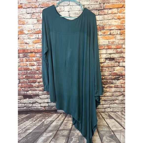 Roaman's teal green Asymmetric Ultra Femme Tunic top blouse womens size 22/24 1x - Picture 1 of 7